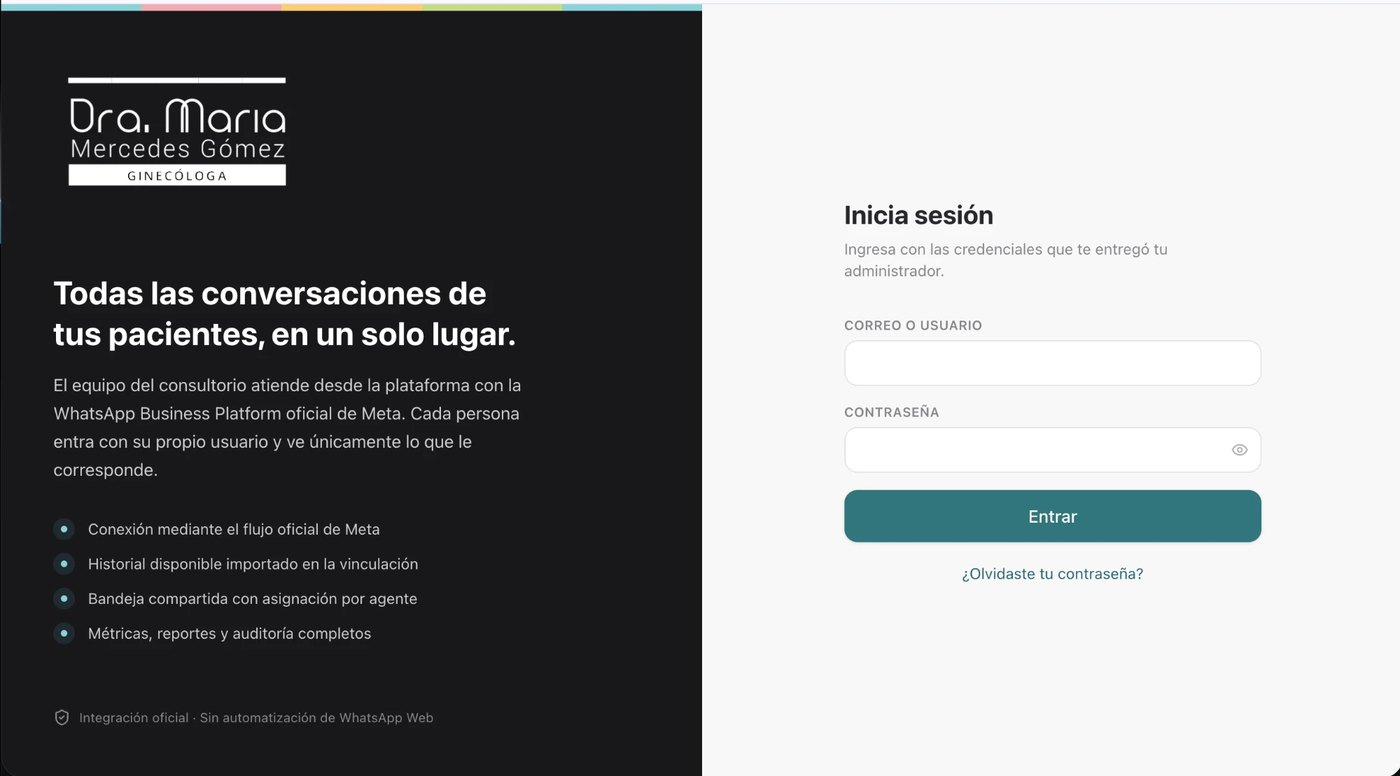 Pantalla de acceso con la marca del consultorio